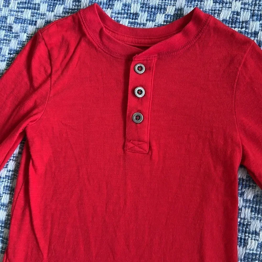 Cat & Jack Kid’s 3T 3-button Red Long Sleeve Henley Shirt